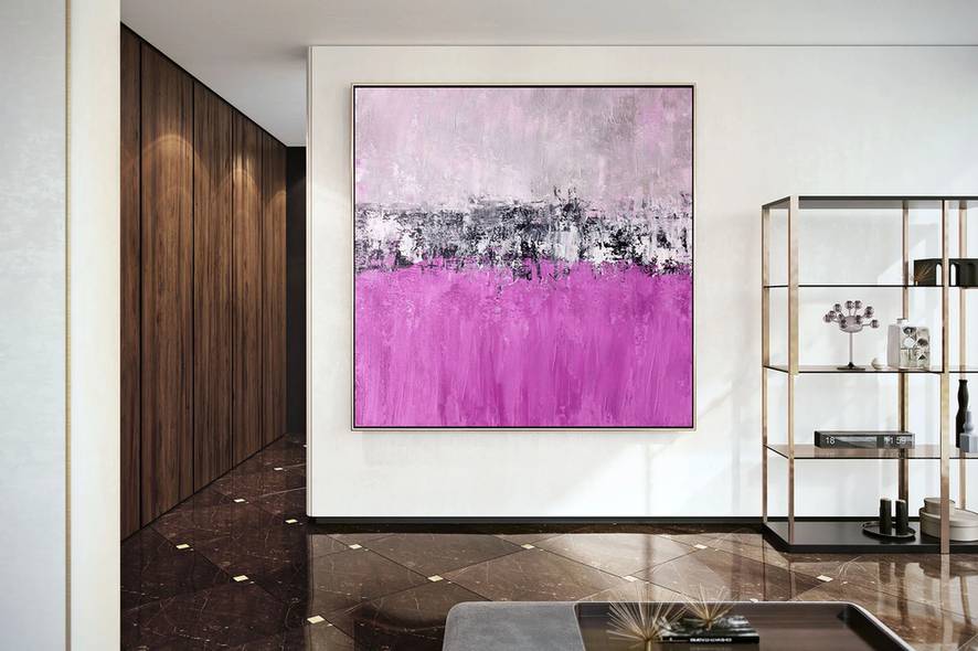 Pink Handmade Contemporary Abstract Canvas Wall Art DG6NZ